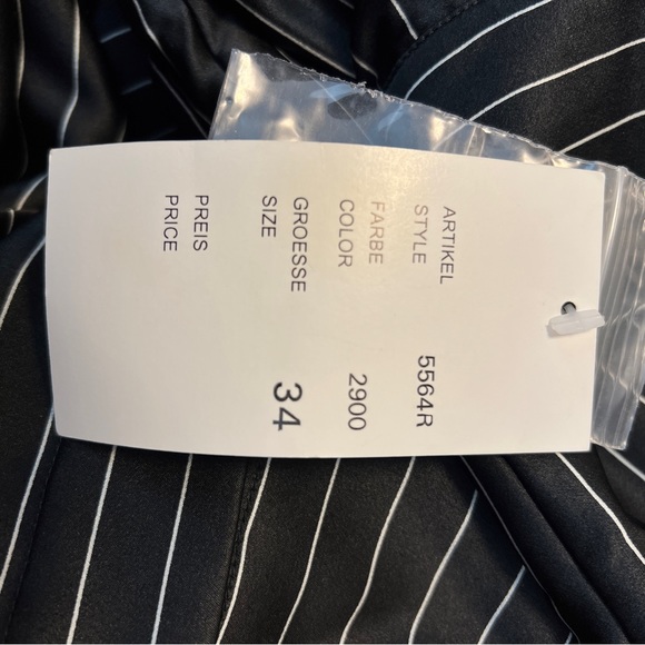 Laurel by Escada NWT 100% Silk Black Shirt with White Stripes. - Picture 9 of 11